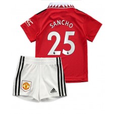 Manchester United Jadon Sancho #25 Hjemmedraktsett Barn 2022-23 Kortermet (+ korte bukser)